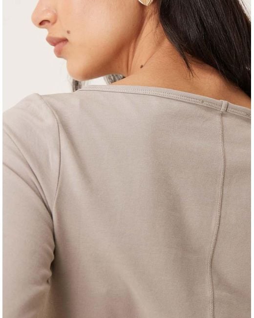 Mango Natural Cotton Rich Boat Neck Long Sleeve Top