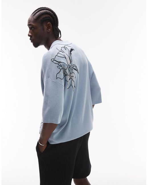 Topman – locker geschnittenes strickhemd in Blue für Herren