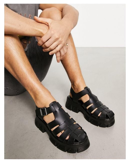 ASOS Black Chunky Moulded Sandals for men