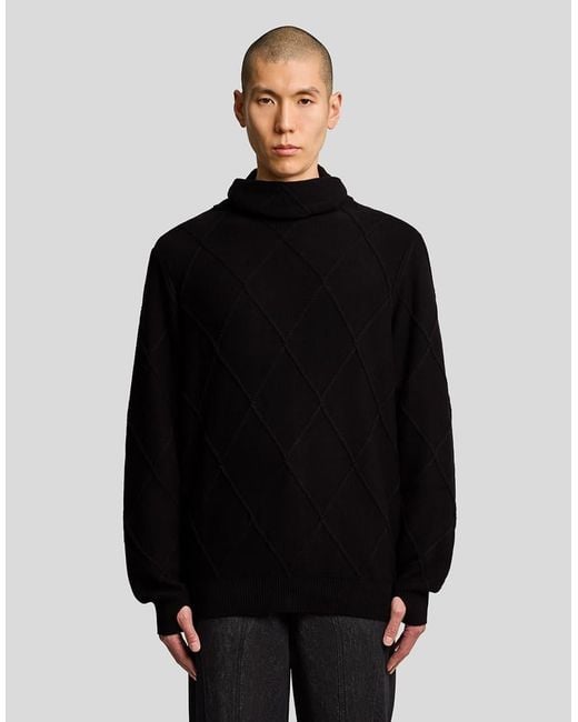 Lyle & Scott Black Mid Knits Ls X Arun Rose Knitted Balaclava Top for men