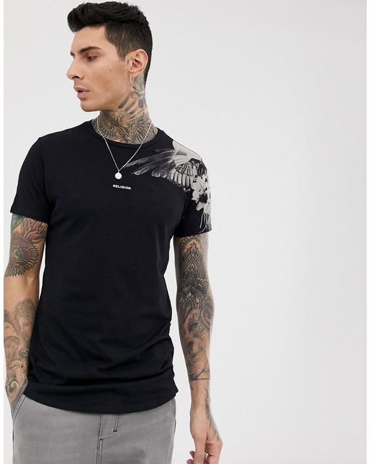 Religion – T-Shirt mit Federn- und Totenkopfdruck auf der Schulter in  Schwarz für Herren | Lyst AT