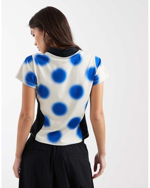Collusion Blue Blurred Polka Dot Fitted Soccer Tee