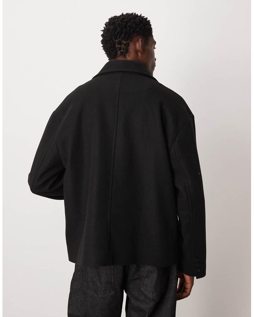 ASOS Blue Wool Look Peacoat for men