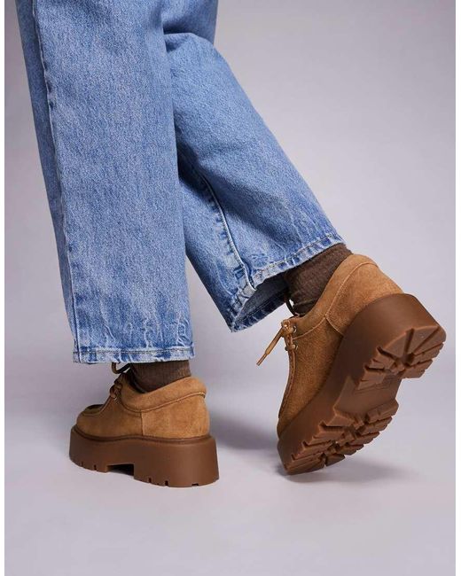 Steve Madden Blue Offsetter Lace Up Chunky Loafers