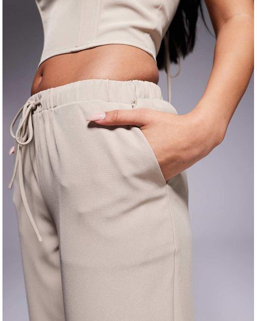 Kaiia Natural Exclusive Drawstring Waist Wide Leg Trousers Co-Ord