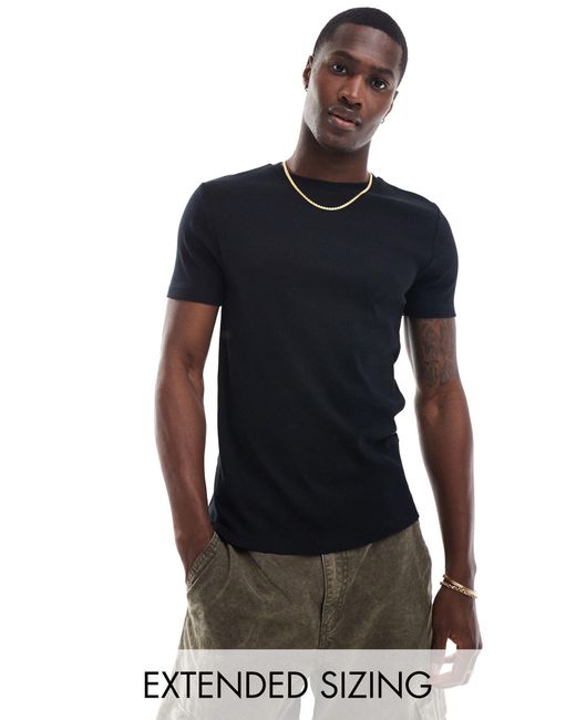 T-shirt moulant côtelé ASOS pour homme en coloris Black