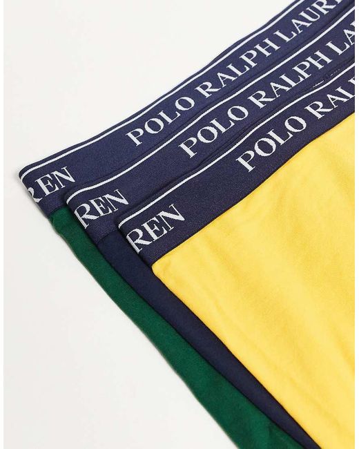 Pack De 3 Calzoncillos Clásicos De Color Verde Oscuro, Amarillo Y Azul Marino Con Cinturillas Con Logo Blanco De Polo Ralph Lauren de hombre de color Yellow