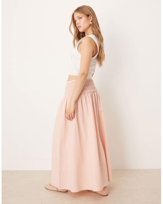 ASOS Natural Shirred Waist Maxi Skirt
