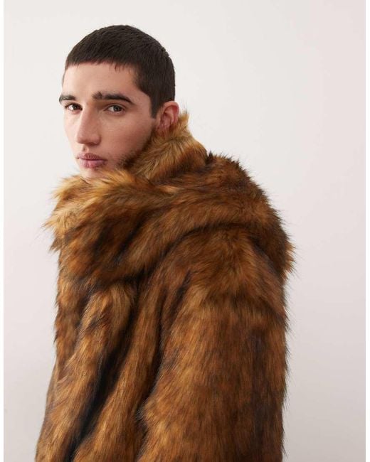 Reclaimed Vintage Blue Unisex Faux Fur Oversized Hooded Jacket