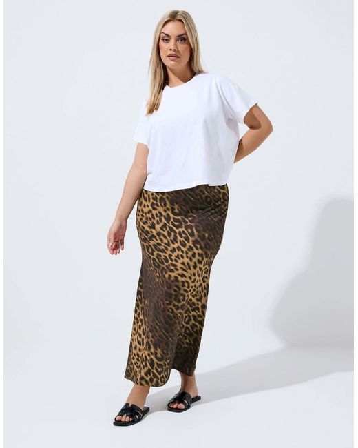 Yours Clothing Brown Leopard Print Maxi Skirt
