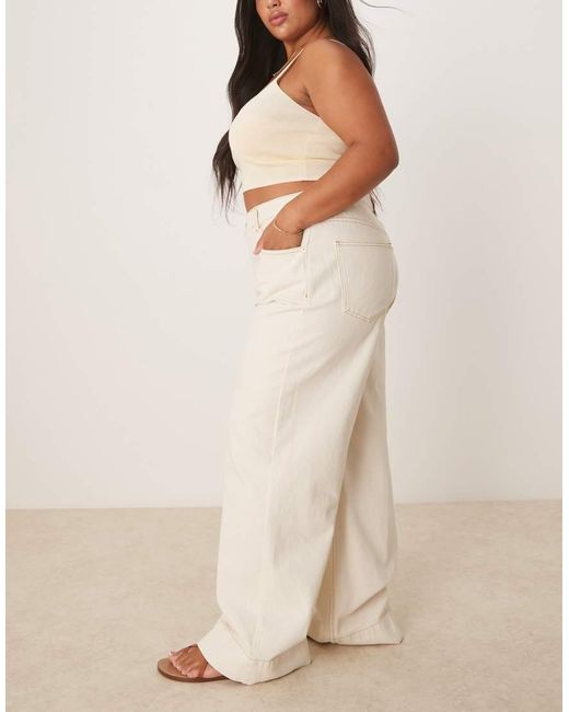 Vaqueros De Pernera Ancha Con Raya En La Parte Delantera De Asos Design Curve-Blanco ASOS de color Brown