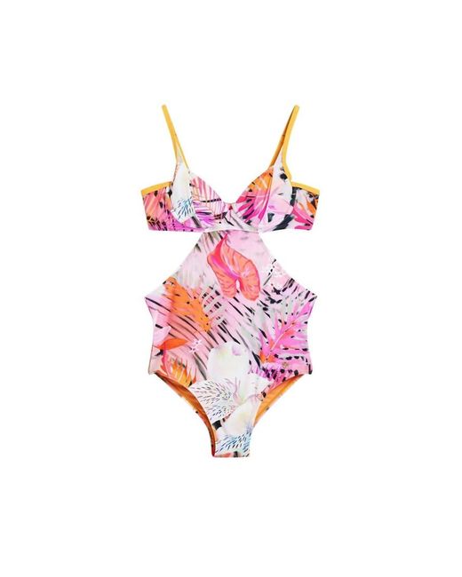 Desigual Red Tropical Swimsuit