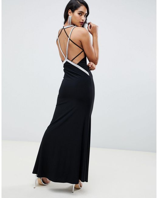 black low back maxi dress