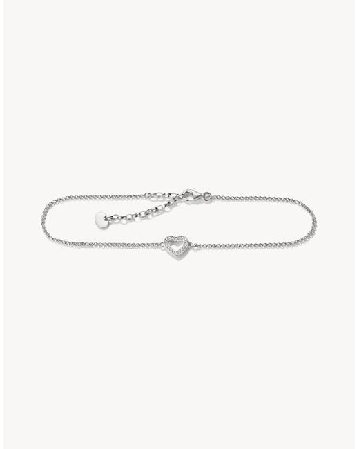 Thomas Sabo Natural Anklet Heart With Zirconia