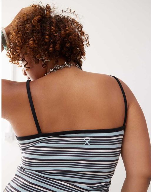 Collusion Blue Plus Mini Stripe Cami Co-Ord