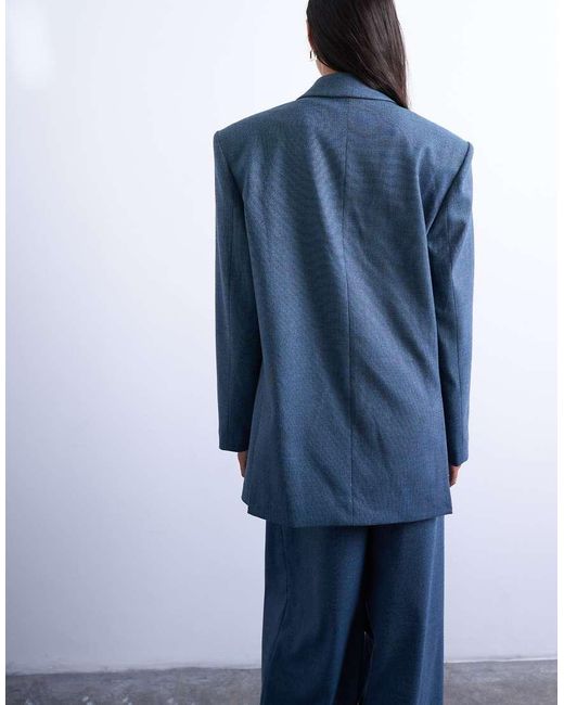 TOPSHOP Blue 80s Double Breasted Oversized Suit Blazer