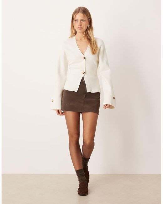 Gina Tricot Natural Long Sleeve Knitted Sculptured Cardigan