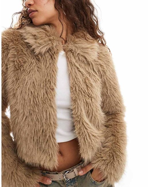 Chaqueta Corta De Piel Sintética De -Neutro Daisy Street de color Brown