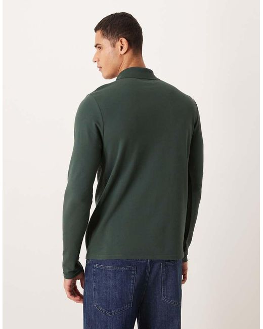 ASOS Blue Essentials Regular Fit Long Sleeve Pique Polo for men