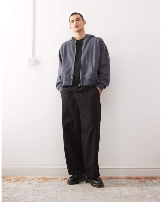 Weekday Blue Oversized Zip Through Hoodie for men