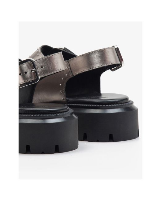 OFF THE HOOK Metallic Boston Triple Strap Leather Western Chunky Sandals