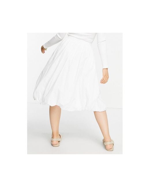 Falda midi blanca abullonada ASOS de color Blanco | Lyst