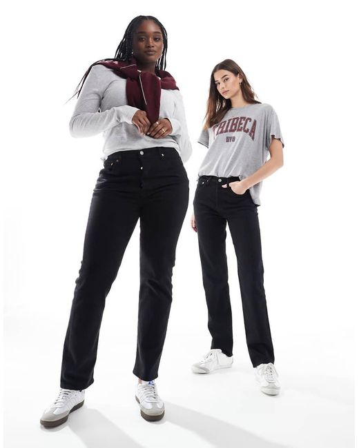 Levi's Black 501 High Rise Straight Leg Crop Jeans