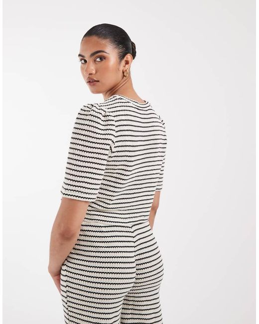 Vero Moda White Jersey Crochet Short Sleeve Boxy T-shirt Co-ord