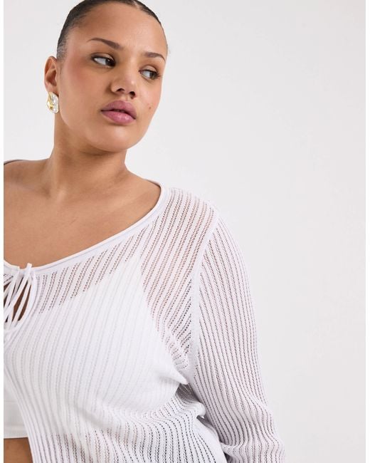ONLY White Tie Front Top