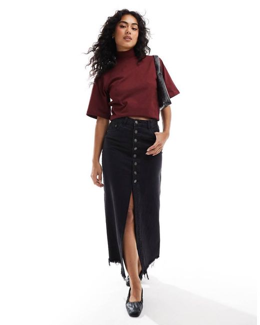 ASOS Recht T-Shirt Met Opstaande Boord in het Red