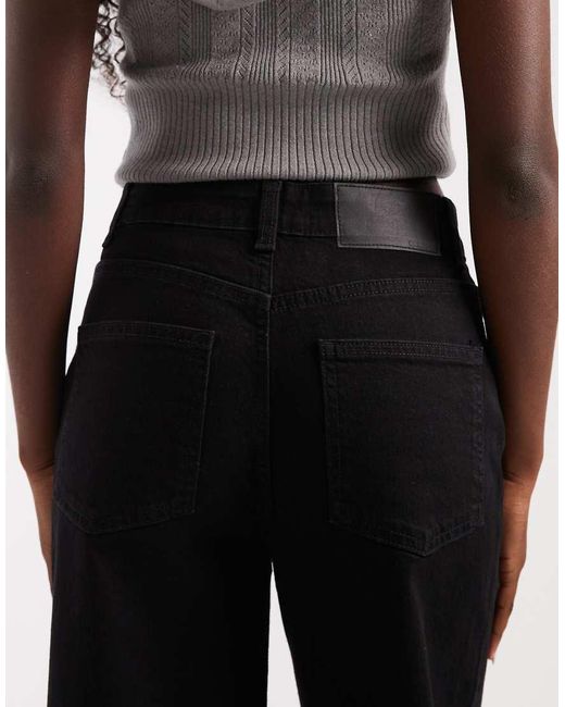 ASOS Black High Rise Wide Leg Jeans With Front Pockets