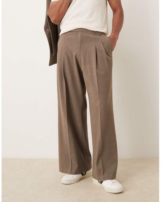 Pantalones De Traje De Pernera Holgada De Tejido Texturizado De -Neutro ASOS de hombre de color Natural