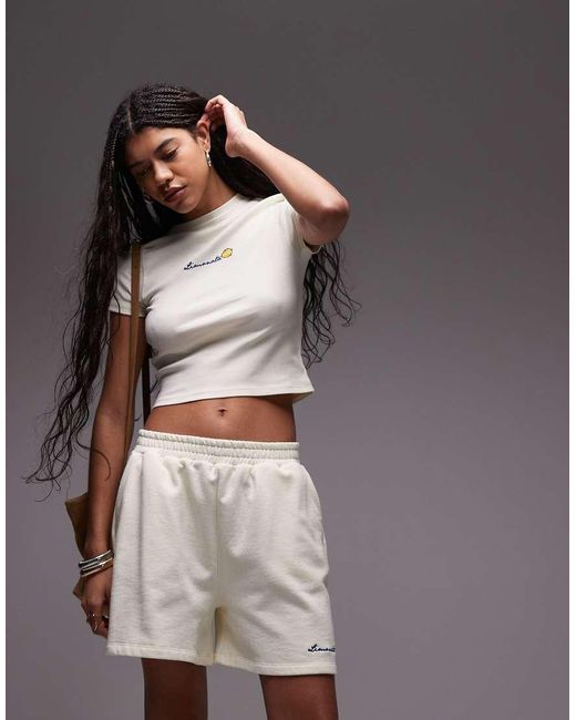 TOPSHOP Gray Embroidered Limonata jogger Shorts