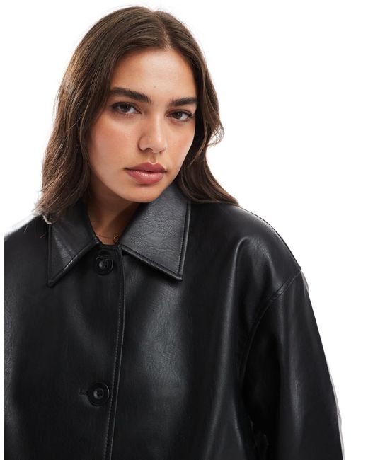 ASOS Black Asos design curve – harrington-jacke im lederlook