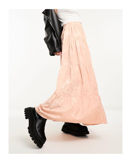 Miss Selfridge Black Satin Jacquard Maxi Skirt