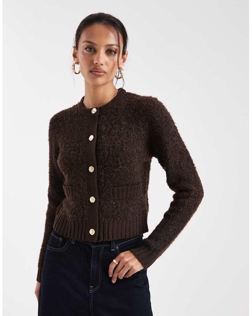 Brave Soul Black Cardigan With Contrast Buttons And Pocket Detail