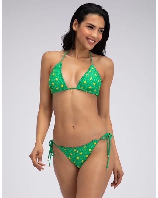Boux Avenue Green Ithaca Lemon Triangle Bikini Top Summer Removable Pads