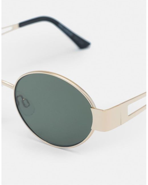 Pull&Bear Green Metallic Oval Sunglasses
