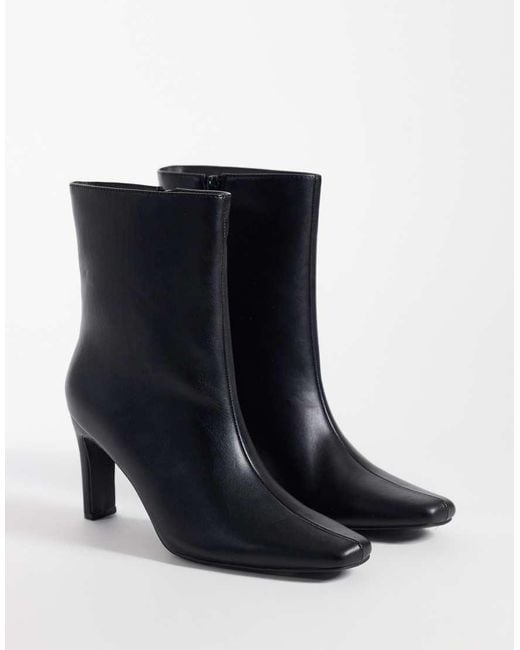 Public Desire Black Pixar Heeled High Ankle Boots With Chisel Toe