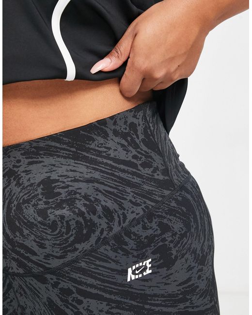 Plus - icon clash one - legging longueur cheville à taille haute en tissu dri-fit imprimé Nike en coloris White