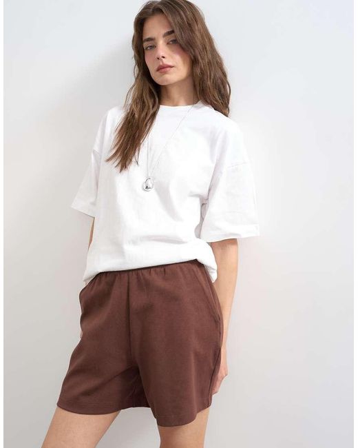 TOPSHOP White Interlock jogger Shorts Co-ord