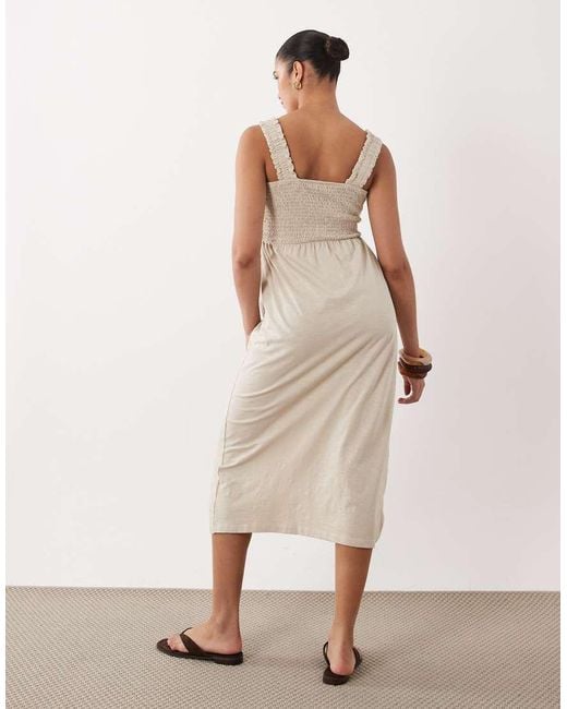 Mama.licious Natural Mamalicious Maternity Shirred Bust Detail Midi Dress