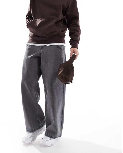 ASOS Super Baggy Canvas Broek Met Dubbele Zakken in het Black voor heren