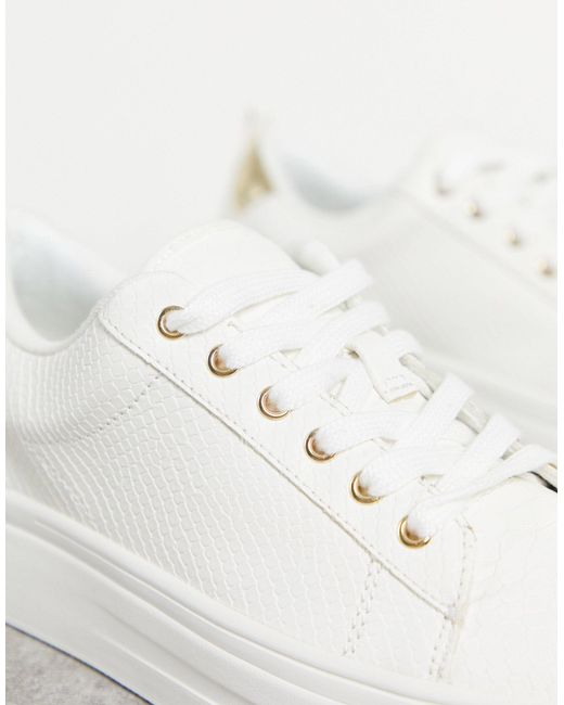 plain white platform trainers