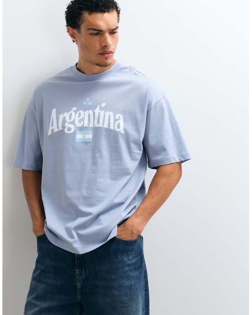 ASOS Blue Oversized T-shirt With Argentina Graphic for men