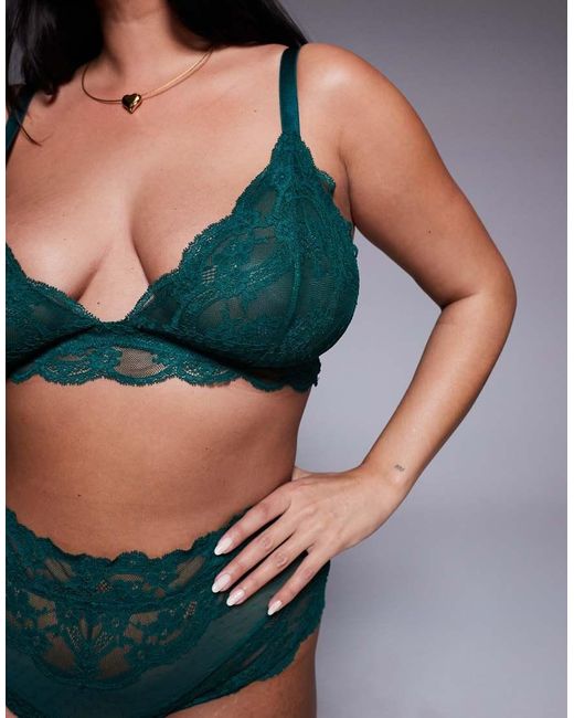 ASOS Green Asos Design Curve Lola Lace Longline Bralette