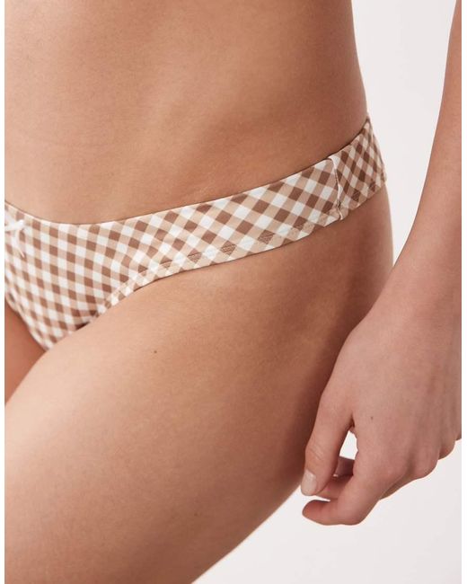 Free Society Natural Gingham High Leg Bikini Bottom