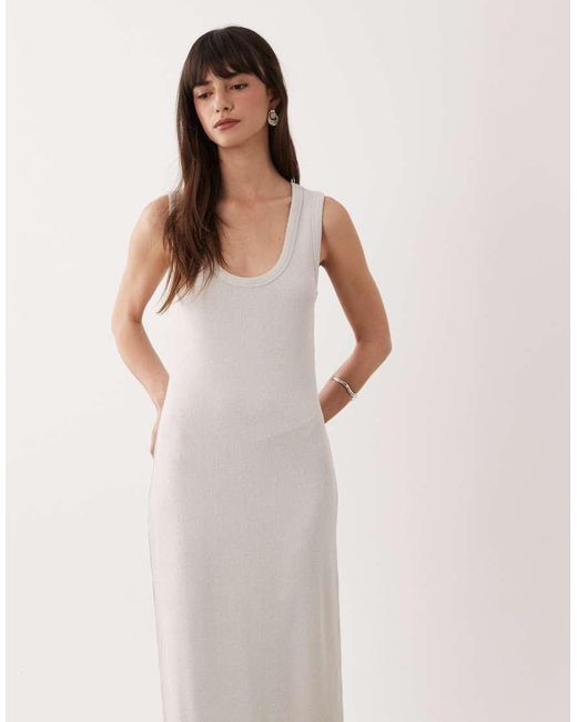 ASOS Natural Lightweight Boucle Scoop Maxi Dress