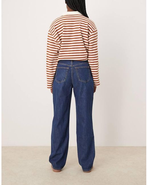 Vaqueros De Pernera Recta Suelta Y Talle Alto Con De Abercrombie & Fitch de color Blue