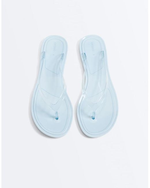 Oysho White Translucent Effect Beachwear Flip Flops